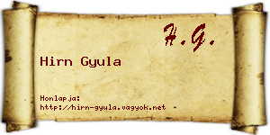 Hirn Gyula névjegykártya
